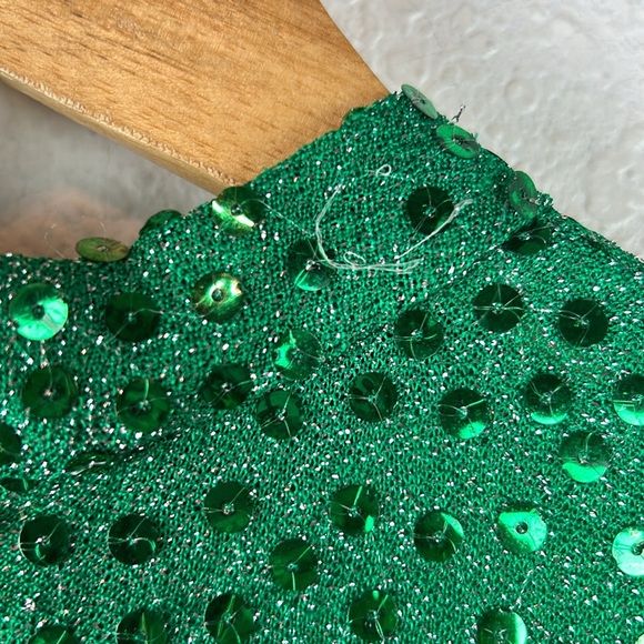 Vintage Mollie Parnis Boutique 1960’s long emerald green sequin mock neck gown - Picture 8 of 13